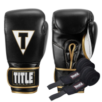 Боксерські рукавички Title Boxeo Mexican Leather Quatro Black/White 12 oz (BATGE4 12 oz BK/WH)