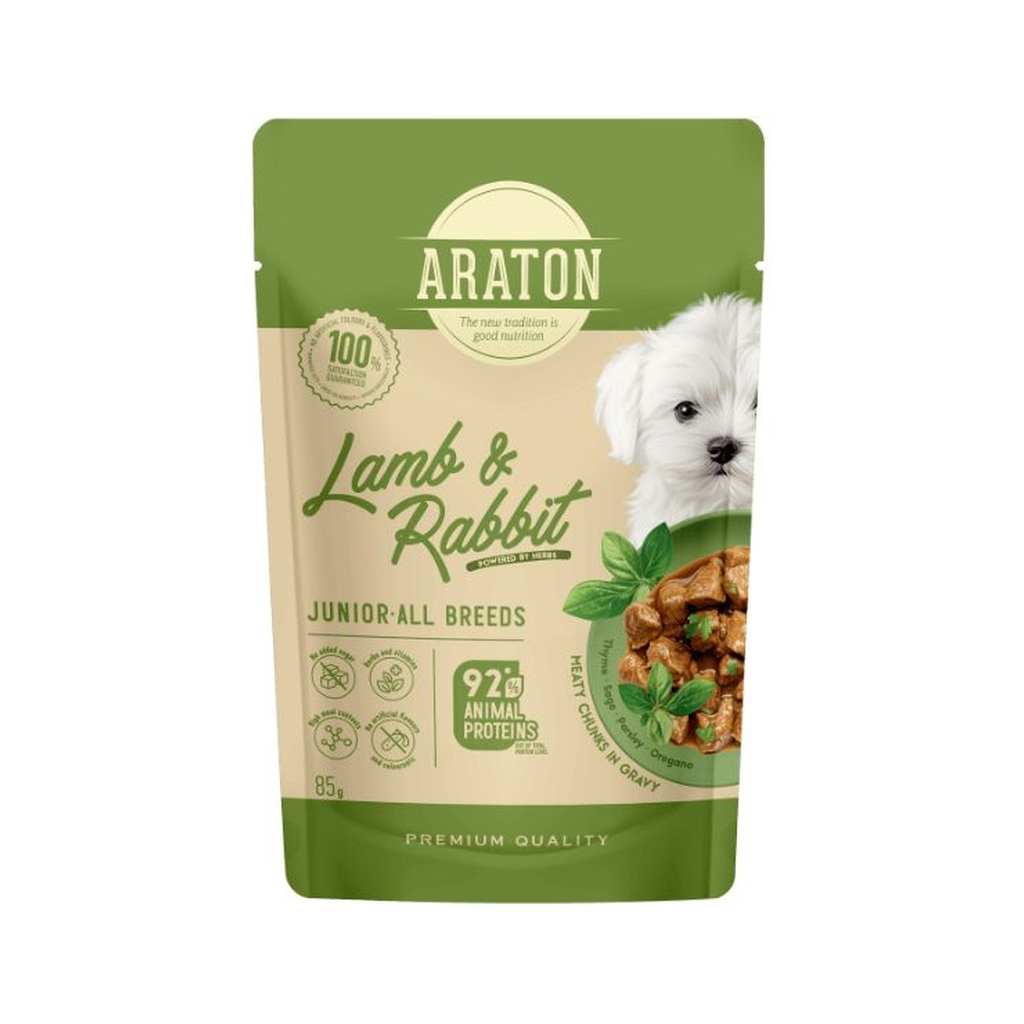 Вологий корм для собак ARATON Junior with Lamb and Rabbit 85 г (ART47932)