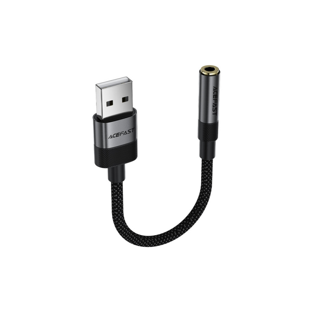 Перехідник USB AM to 3.5mm F 0.15m black Acefast (6974316285298)