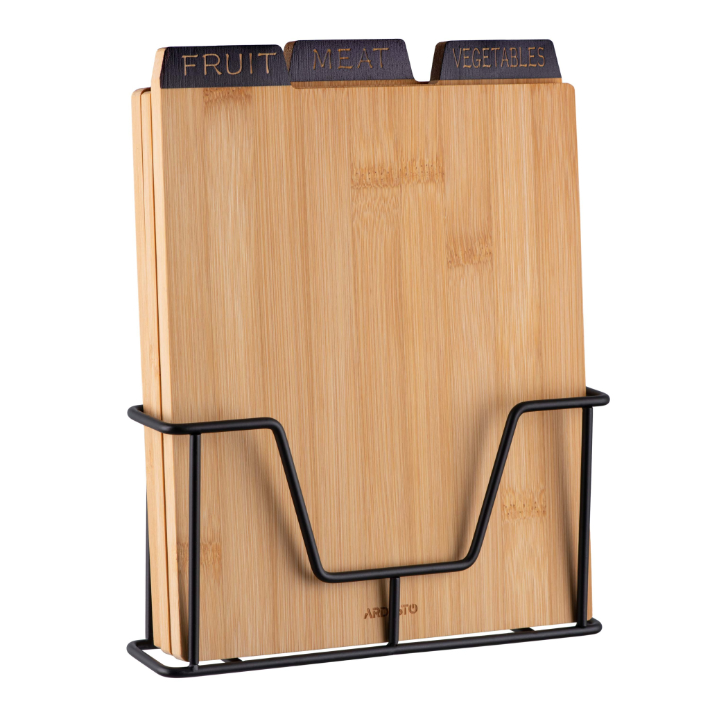 Дошка для нарізання Ardesto Midori, Набір 3шт, 23.5х7.5х27см, бамбук, метал (AR1427B)
