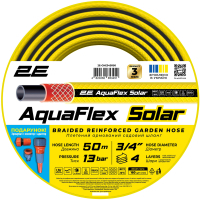 Шланг для поливу 2E AquaFlex Solar, 3/4", 50м, 4 шари, 13бар, -10…+60°C, зрошувач, конектор, адаптер (2E-GHE34SR50)