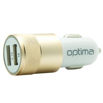 Автомобільний зарядний пристрій!!! Optima 2*USB Metal (3.1A) Gold (40791)