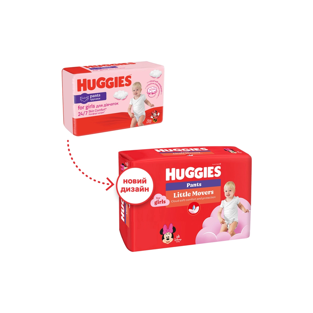 Підгузки Huggies Little Movers Pants 6 (15-25 кг) для дівчаток 88 шт (5029054568217)