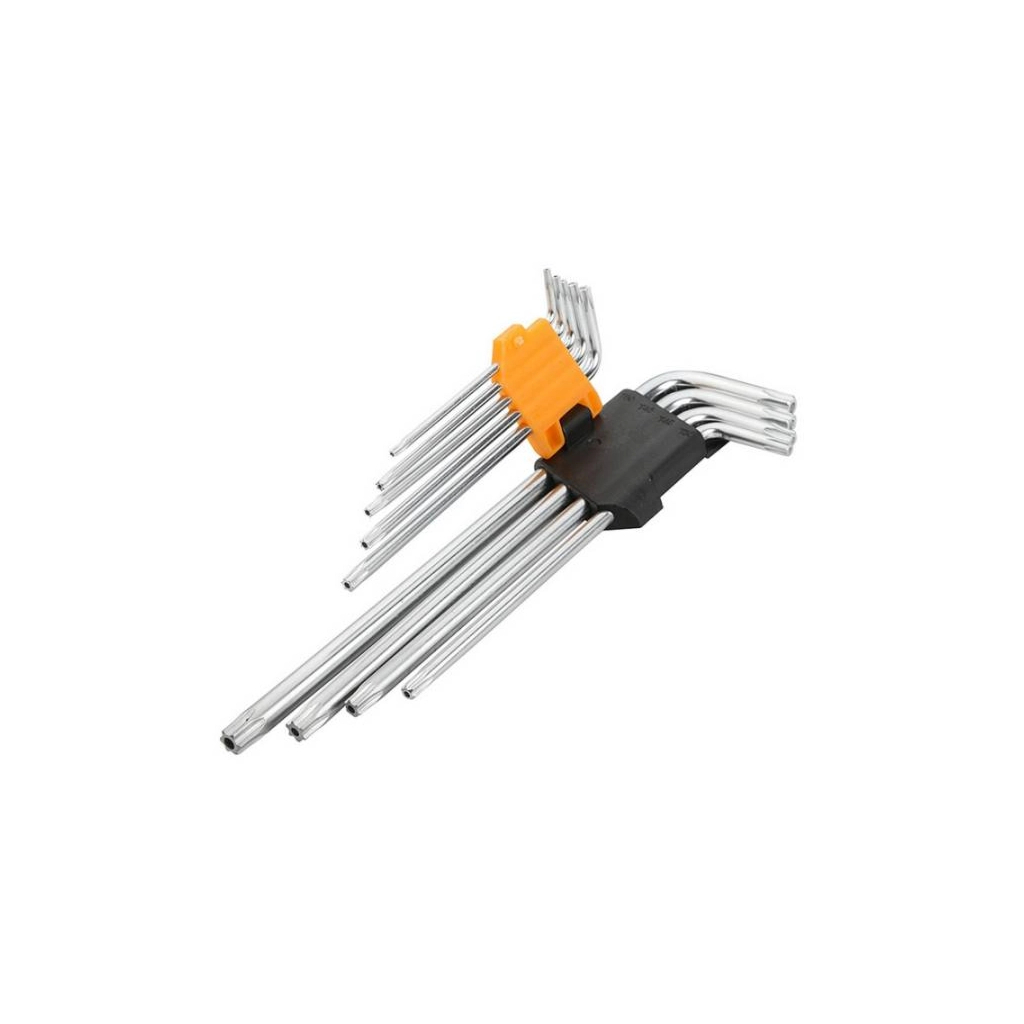 Набір інструментів Tolsen подовжених ключів Torx з отвором 9 шт Т10-Т50 (20057) Набір інструментів Tolsen подовжених ключів Torx з отвором 9 шт Т10-Т50 (20057)