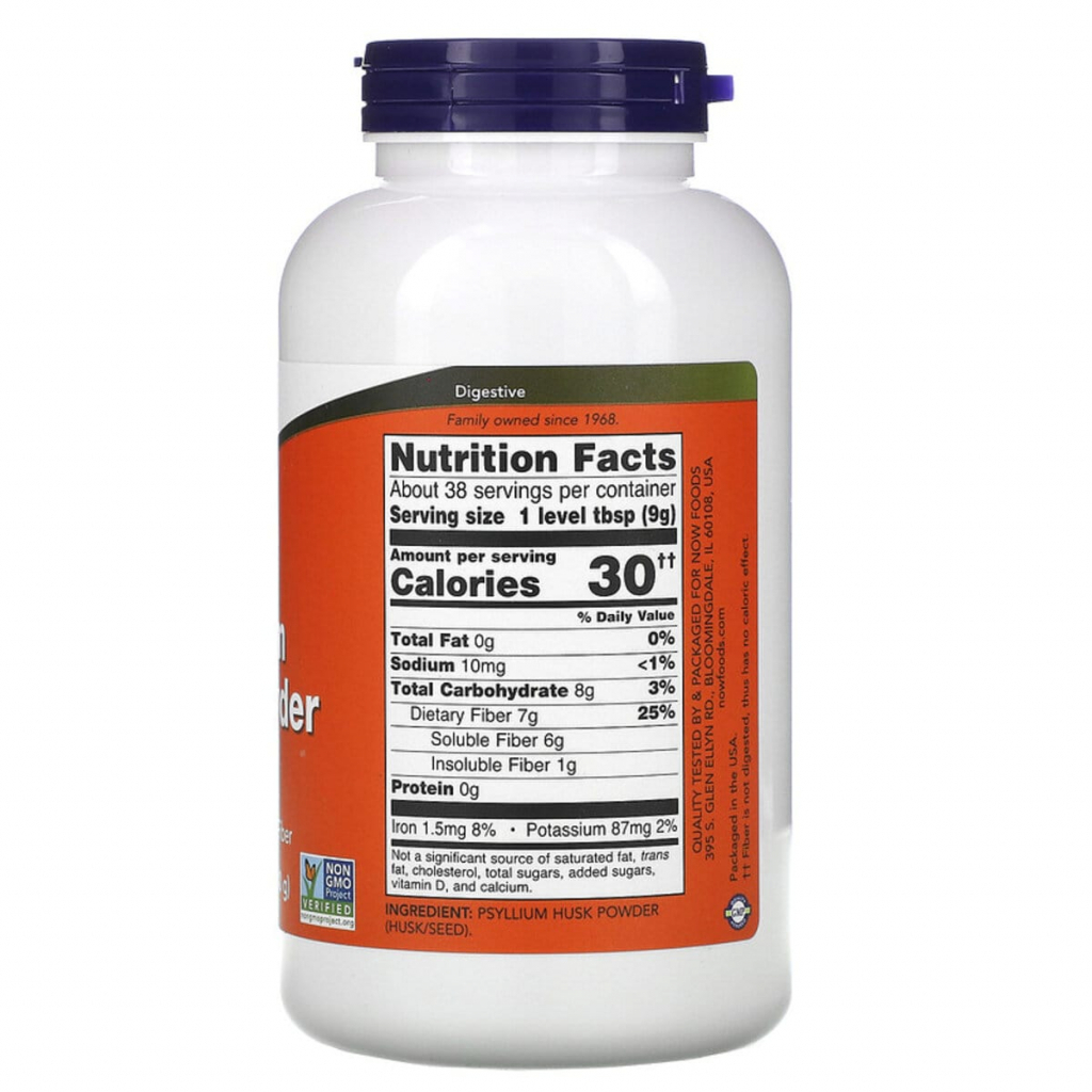 Трави Now Foods Подорожник, порошок з лушпиння насіння, Psyllium Husk Powder (NOW-05975)