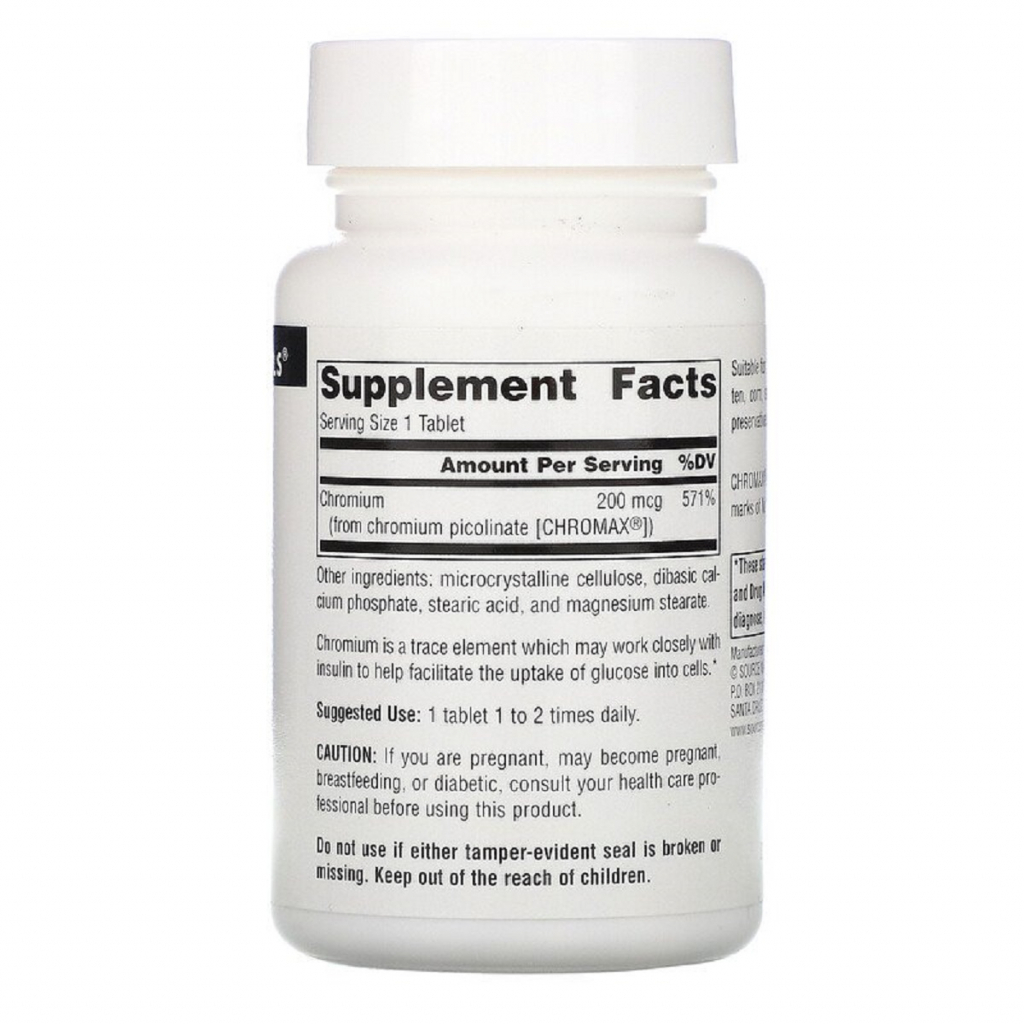 Мінерали Source Naturals Хром Піколінат 200мкг, 240 таблеток (SNS-00108)