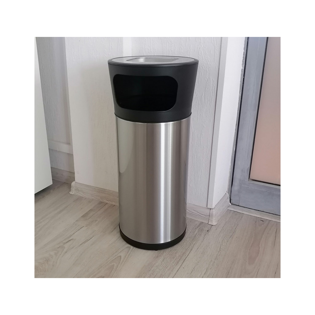 Контейнер для сміття JAH круглий з попільничкою Срібний металік 20 л (6330)