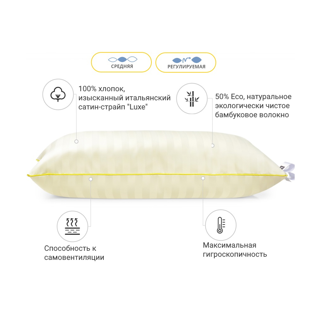 Подушка MirSon бамбукова Hand Made Carmela 937 середня 70x70 (2200000557537)