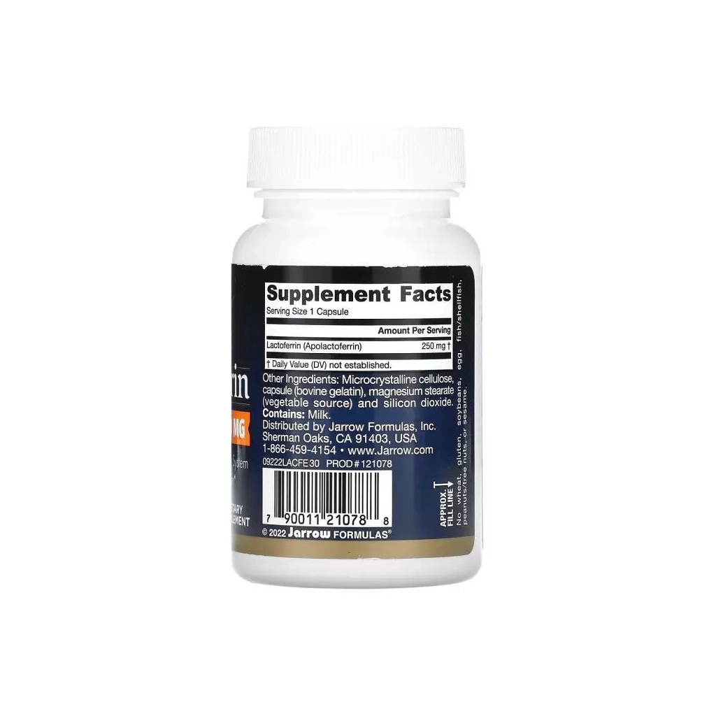 Пробіотики Jarrow Formulas Лактоферин сублімований, 250 мг, Lactoferrin, Freeze Dried, 30 ка (JRW-21078)
