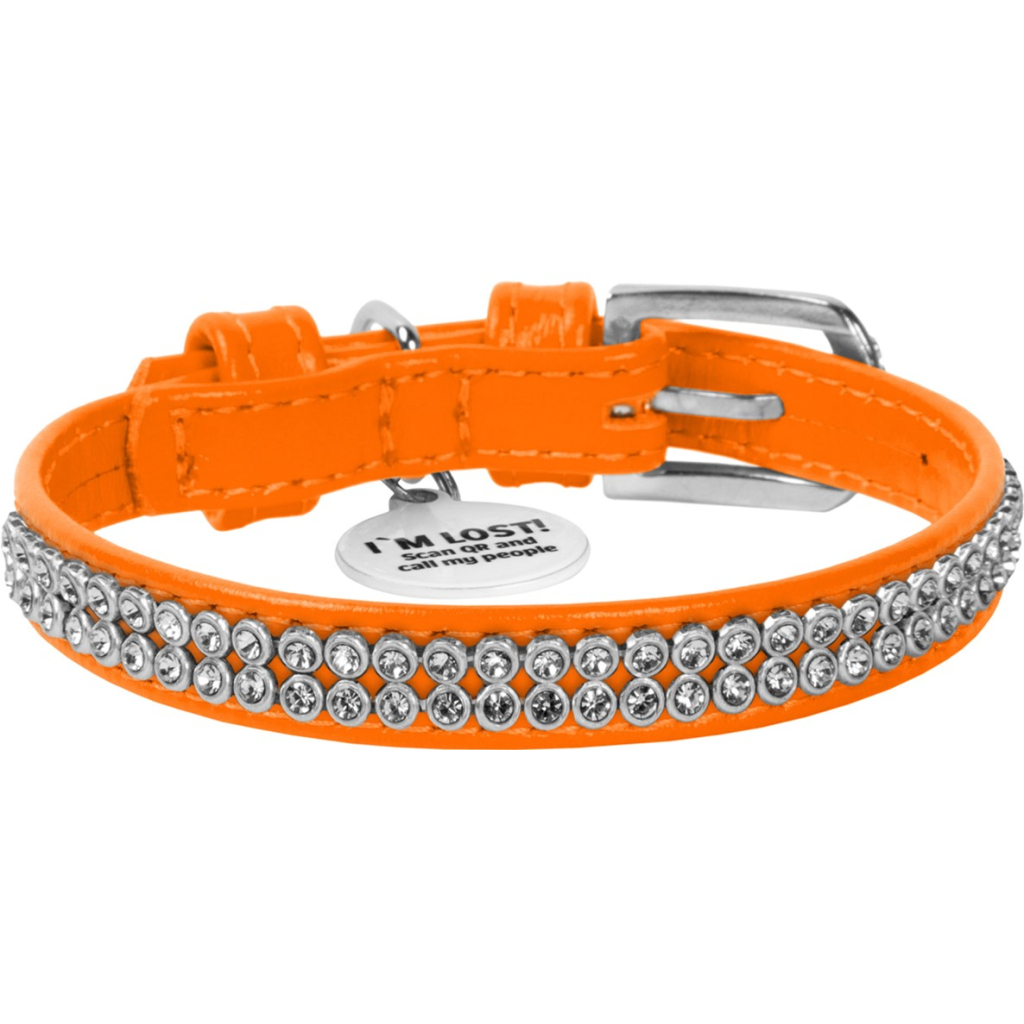 Нашийник для тварин WAUDOG Glamour з QR-паспортом "Стрази" XS Ш 9 мм помаранчевий (33064) Нашийник для тварин WAUDOG Glamour з QR-паспортом "Стрази" XS Ш 9 мм помаранчевий (33064)