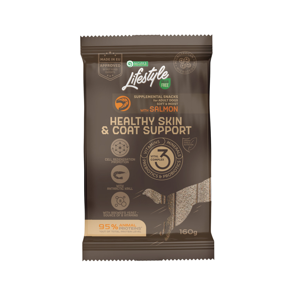 Ласощі для собак Nature's Protection Lifestyle Grain Free Salmon Healthy Skin & Coat Support 160 г (KIKNPLS47206)