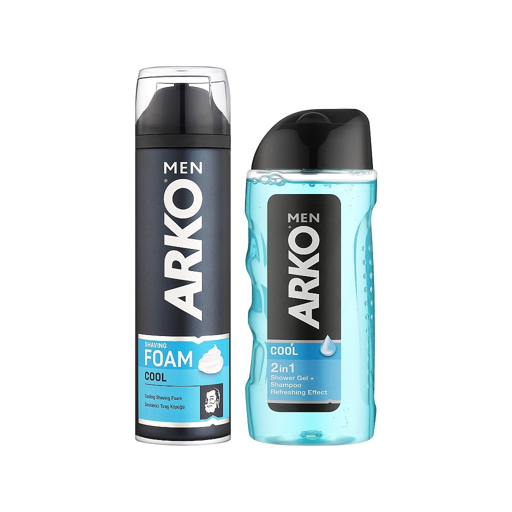 Набір косметики ARKO Men Cool Піна для гоління 200 мл + Гель для душу 260 мл (8690506546717)