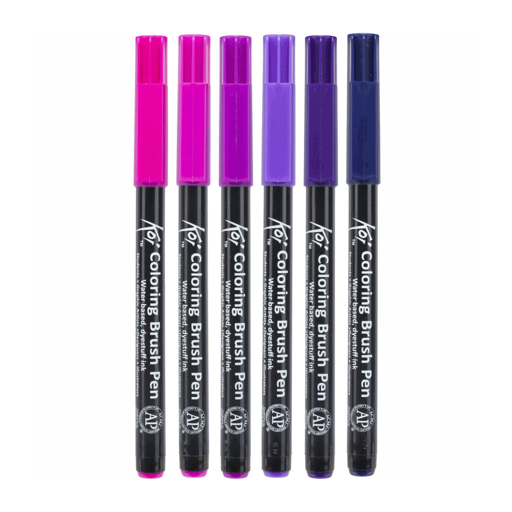 Художній маркер KOI набір Coloring Brush Pen, GALAXY 6 кольорів (8712079448721)