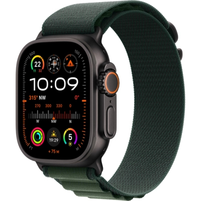 Смарт-годинник Apple Watch Ultra 2 2024 GPS + Cellular 49mm Black Titanium Case with Dark Green Alpine Loop - Small (MX4Q3UL/A)