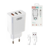 Зарядний пристрій XO QC 3.0 L72 30W (18W/1USB + 2.4A/2 USB) + cable Lightning White (XO-L72i-WH)