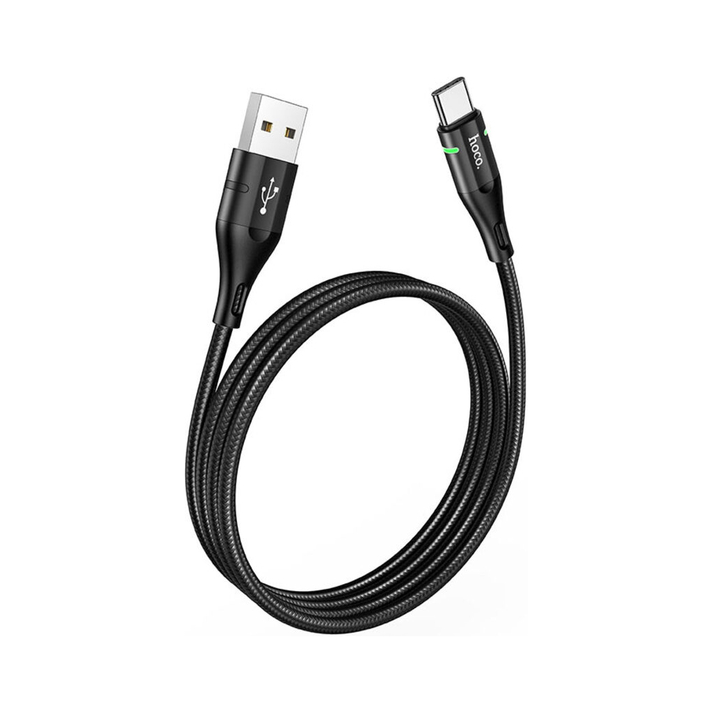 Дата кабель USB 2.0 AM to USB-C 1.2m 3A nylon aluminum with light indicator U93 black HOCO (6931474732170) Дата кабель USB 2.0 AM to USB-C 1.2m 3A nylon aluminum with light indicator U93 black HOCO (6931474732170)