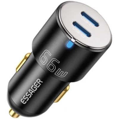 Зарядний пристрій Essager 2xUSB-C 66W black (ECC2C-FF01)
