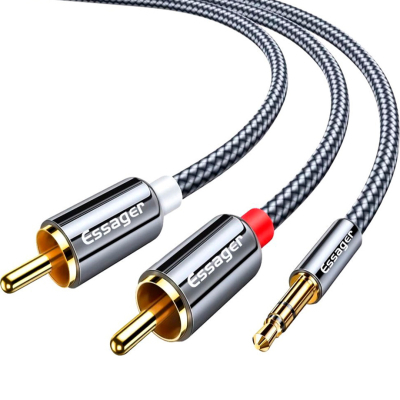 Кабель мультимедійний 3.5mm M to 2xRCA M 1.0m Essager (EYPZJ-MY0H)