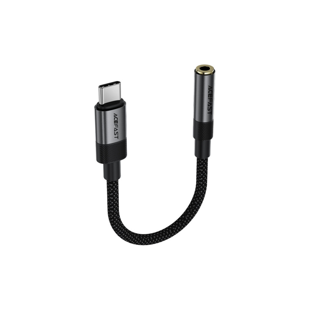 Перехідник USB-C to 3.5mm F 0.15m DAC audio black Acefast (6974316285281)