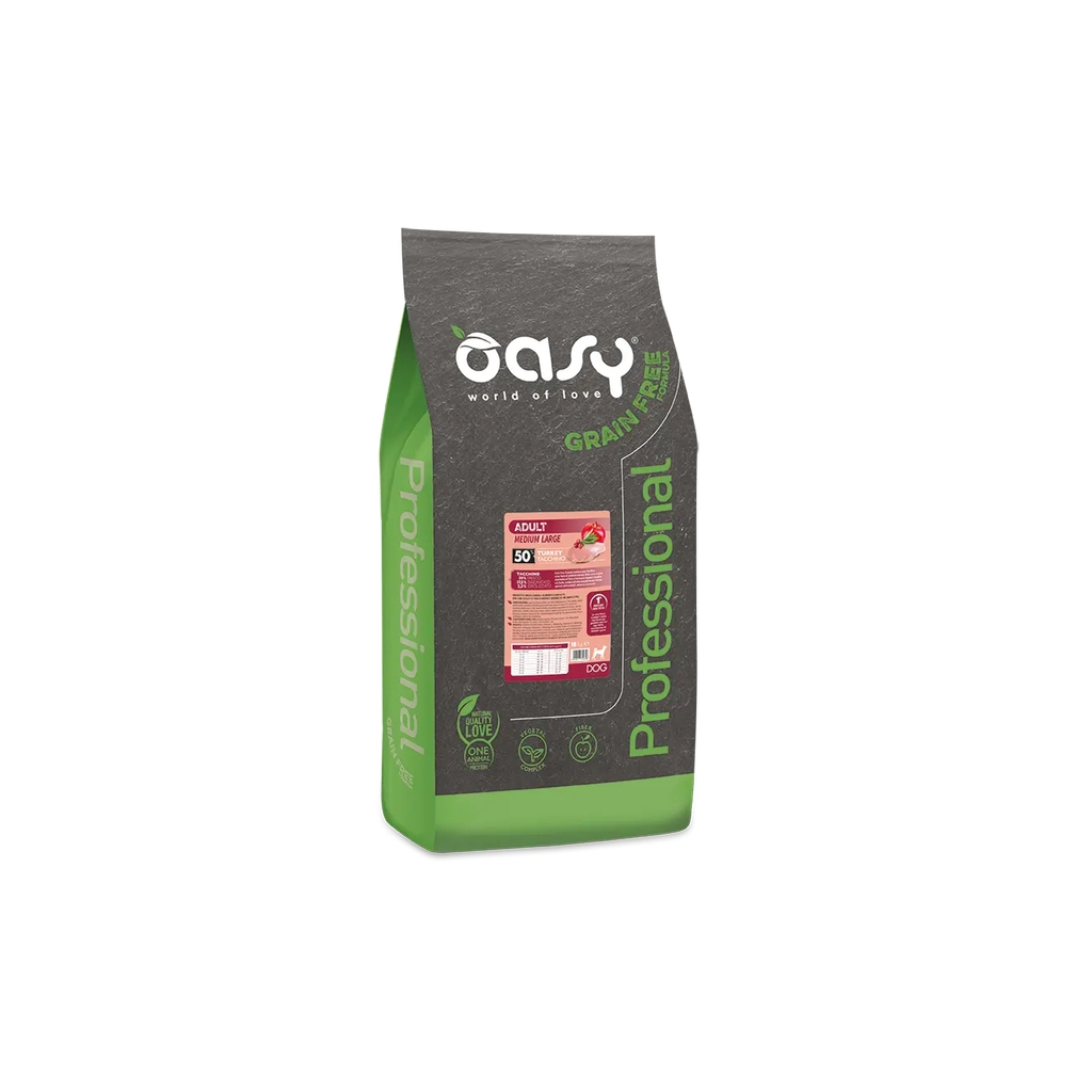 Сухий корм для собак OASY DOG Grain Free Medium/Large індичка з яблуком та журавлиною 18 кг (8053017349398)