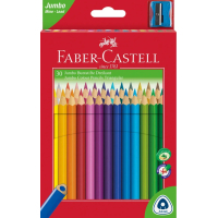Colored pencils Faber-Castell JUMBO Triangular Junior, 30 triangular colors + sharpener, 116530 (12392)