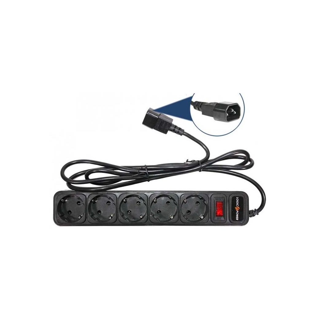 Мережевий фільтр живлення LogicPower LP-X5-UPS 2.0м, 0,75mm2, 10A (2753)