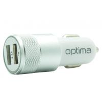 Автомобільний зарядний пристрій!!! Optima 2*USB Metal (3.1A) Silver (40792)