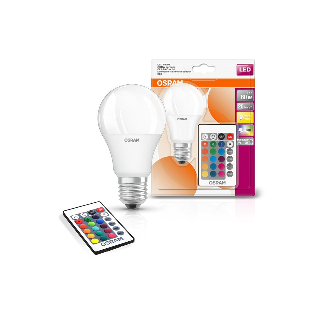 Лампочка Osram LED A60 9W 806Lm 2700К+RGB E27 (4058075430754)