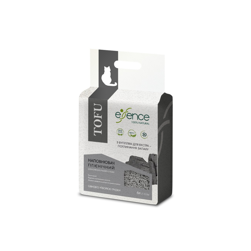 Наповнювач для туалету Essence Tofu з вугіллям 1-4 мм 6 л (4820261920048)