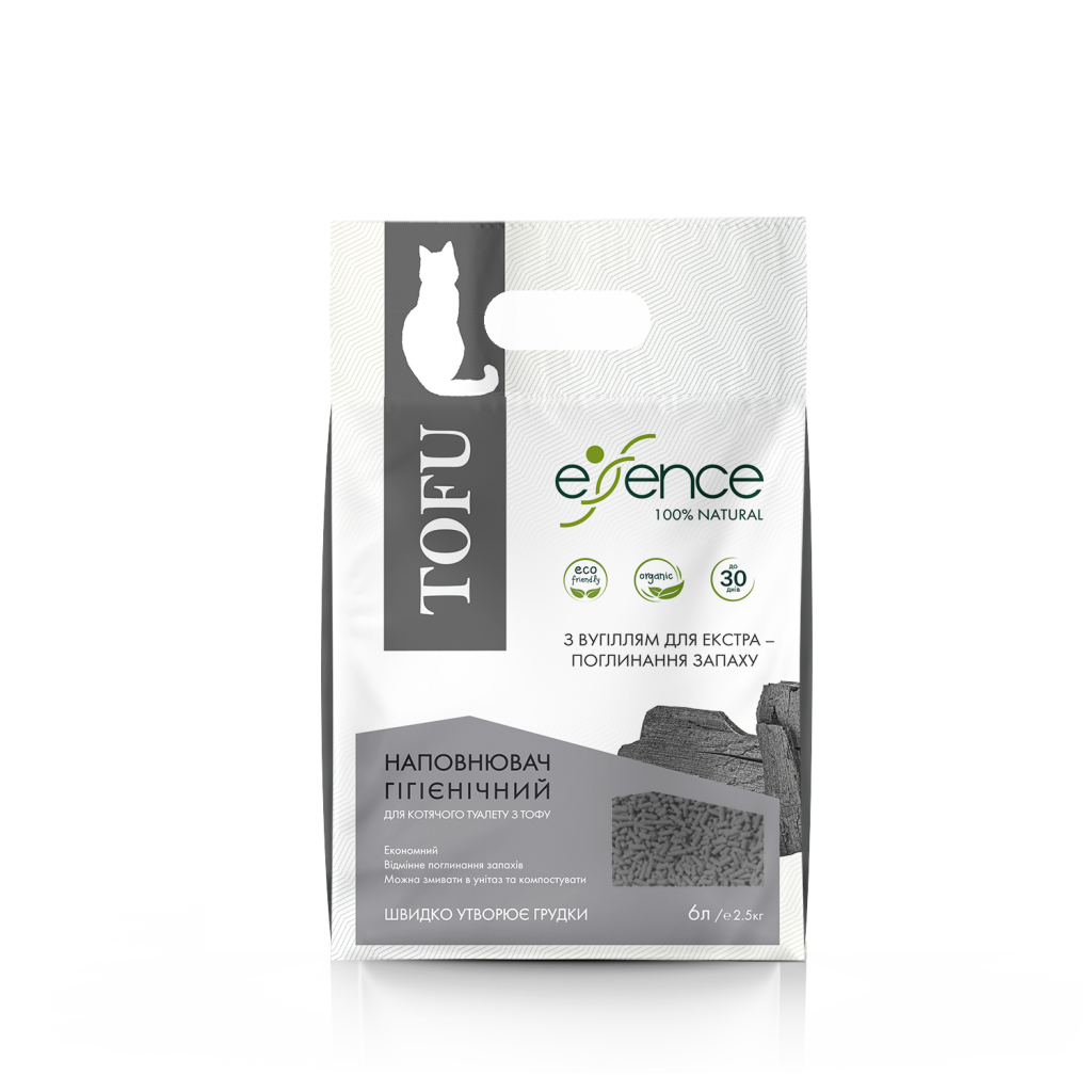 Наповнювач для туалету Essence Tofu з вугіллям 1-4 мм 6 л (4820261920048)