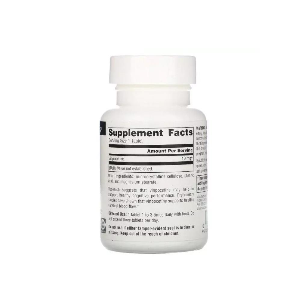 Трави Source Naturals Вінпоцетин, 10 мг, Vinpocetine, 60 таблеток (SN1398)