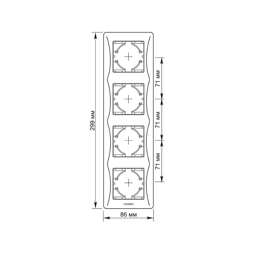 Рамка Videx BINERA срібний шовк 4 поста (VF-BNFR4V-SS)