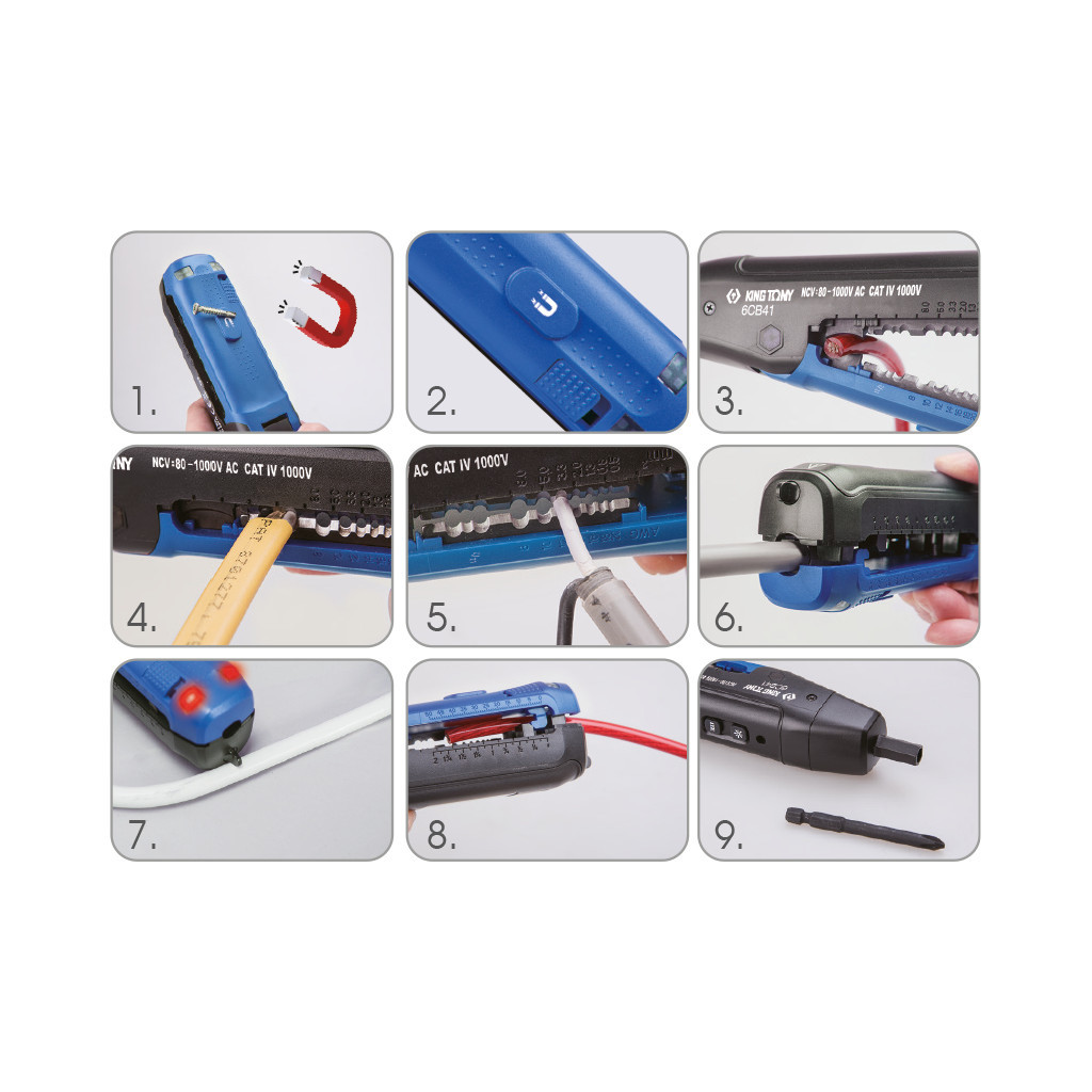 Викрутка KING TONY тестер напруги 80-1000 В, під змінні біти (6CB41) Викрутка KING TONY тестер напруги 80-1000 В, під змінні біти (6CB41)