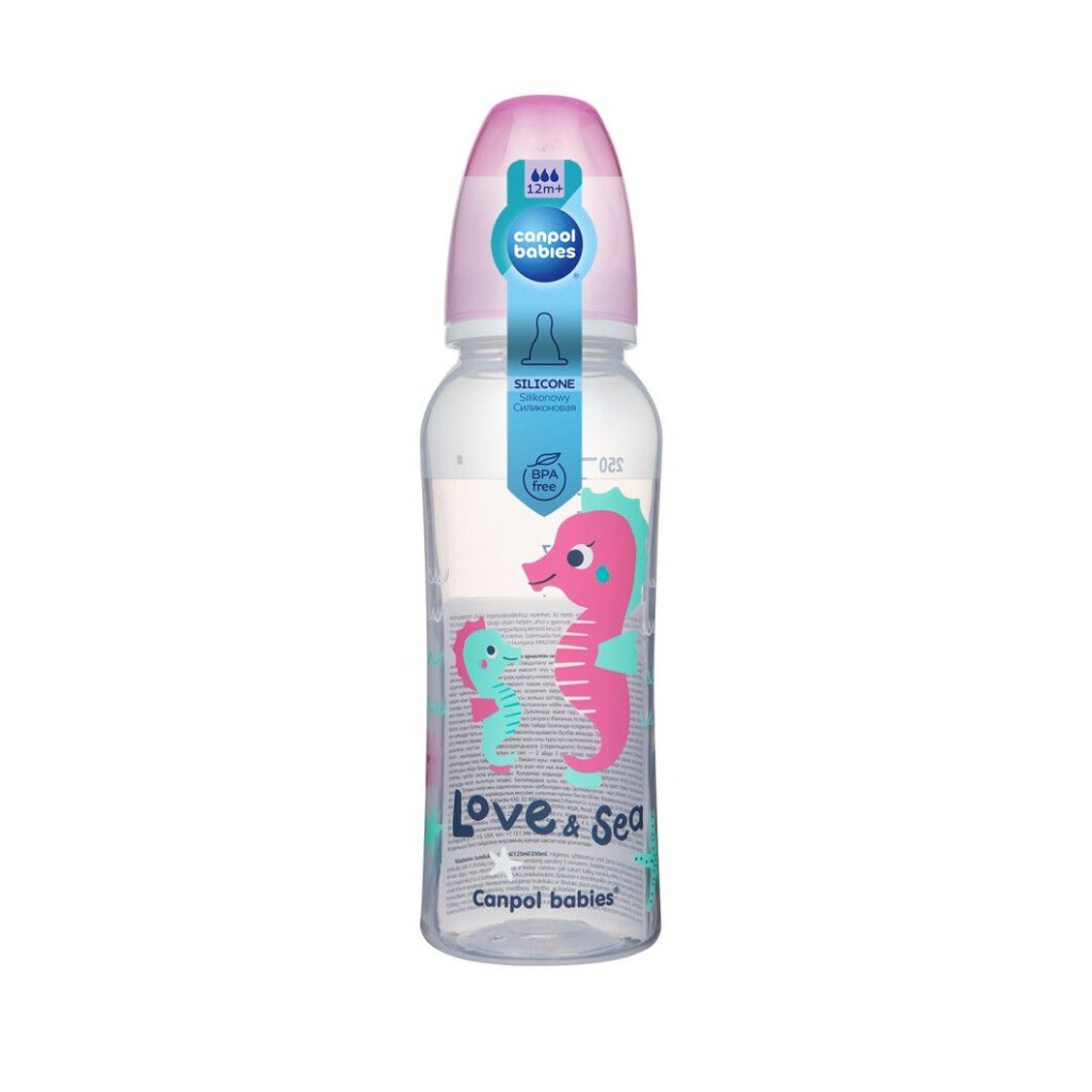 Пляшечка для годування Canpol babies PP LOVE&SEA 250 мл рожева (59/400_pin)