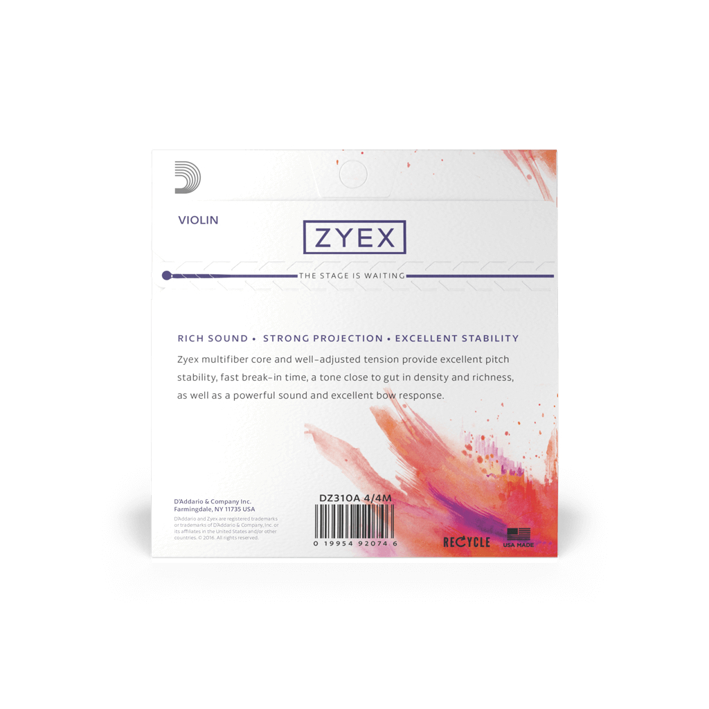Струни для скрипки D'Addario ZYEX Violin String Set 4/4 Medium Tension (DZ310A 4/4M)