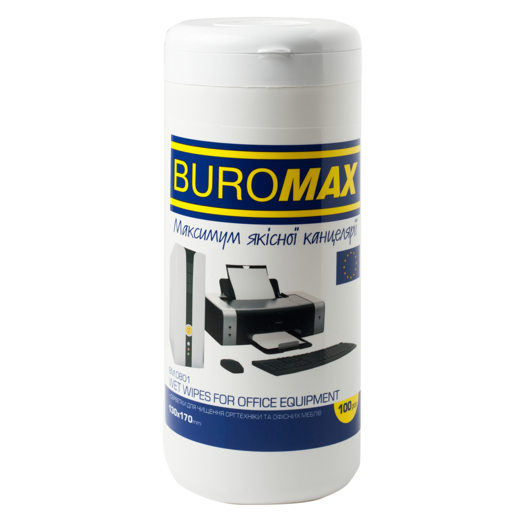 Серветки Buromax Wet wipes for OFFICE Equipment 100pcs, tube (BM.0801) Серветки Buromax Wet wipes for OFFICE Equipment 100pcs, tube (BM.0801)
