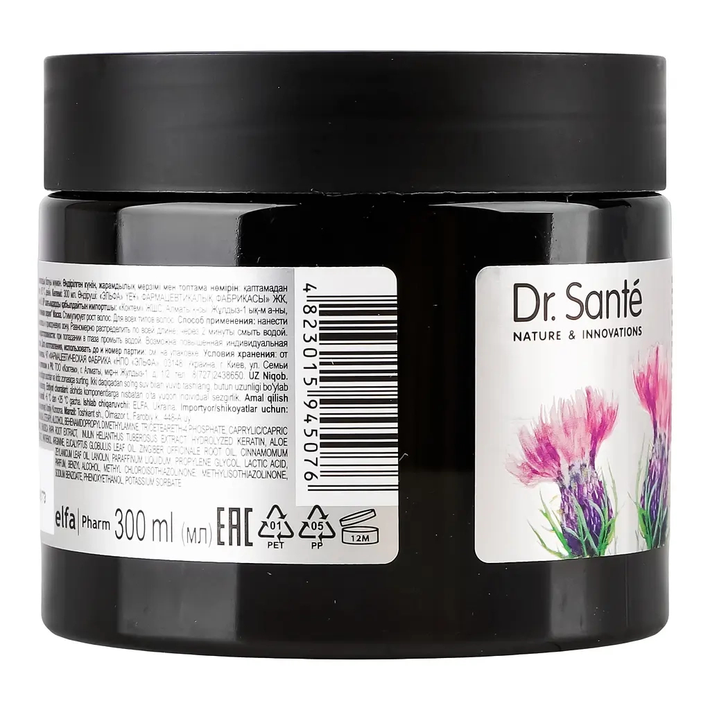 Маска для волосся Dr. Sante Реп'яхова Серія Двохвилинна Від випадіння волосся 300 мл (4823015945076)