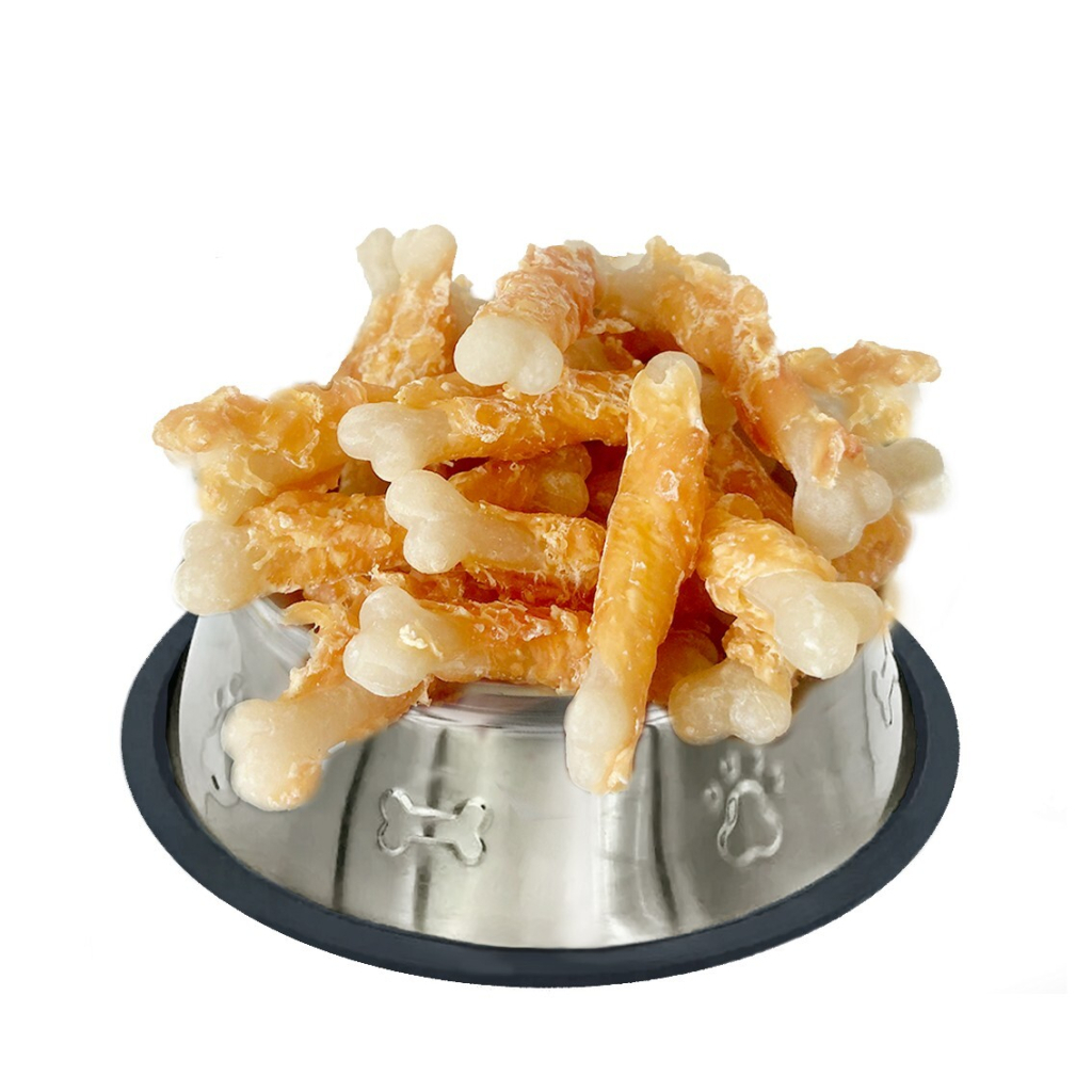 Ласощі для собак Lucky Star Кальцієва кістка в обгортці з курячого в'яленого м'яса 500 г (4820144302404)