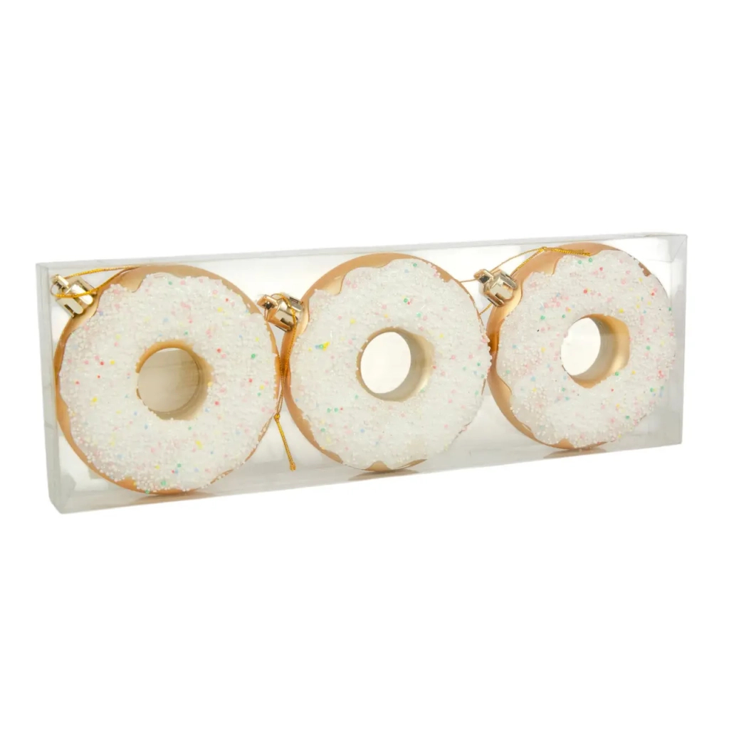 Ялинкова іграшка Chomik пластикові Пончики 3 шт, 8см, білі (5901292677169_2)