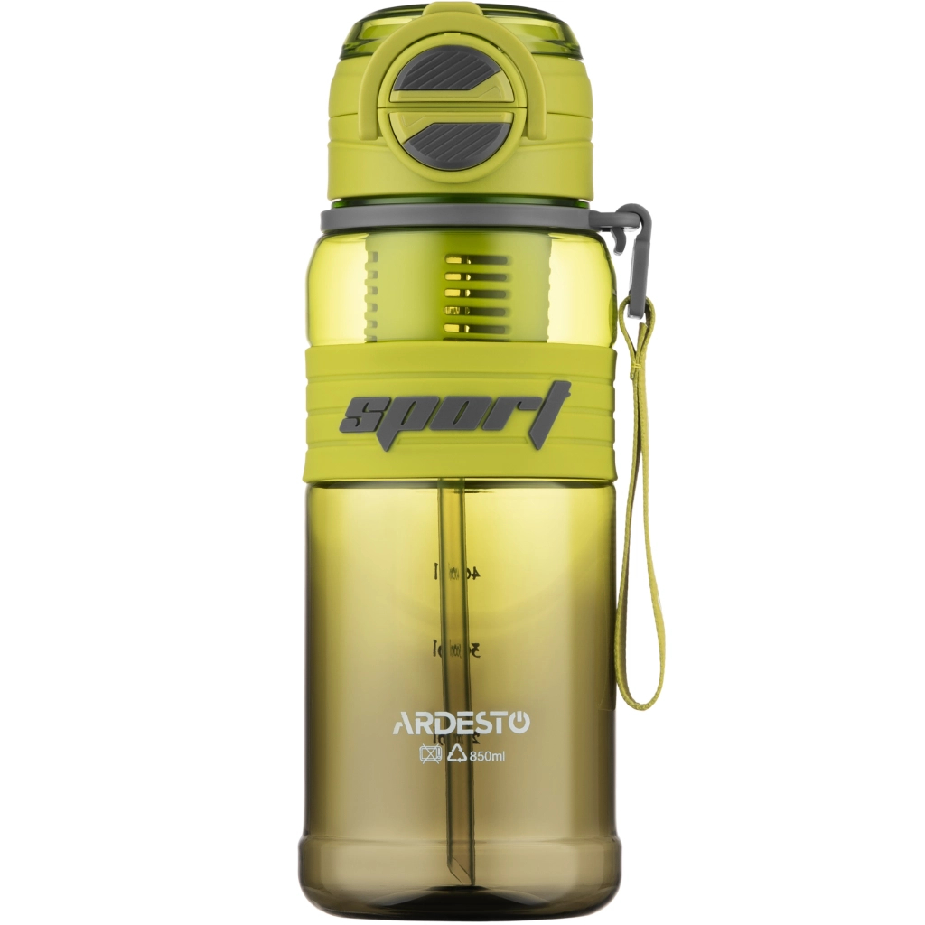 Пляшка для води ARDESTO Urban 850мл, пластик, зелений (AR2285UE) Пляшка для води ARDESTO Urban 850мл, пластик, зелений (AR2285UE)