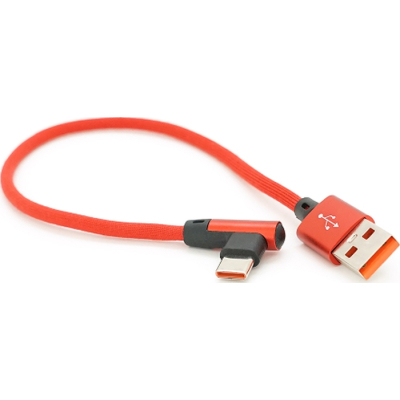 Дата кабель USB 2.0 AM to USB-C 0.25m QC3.0 PD 90° corner braided red Voltronic (YT-USB-TypeC-2.0m/R)