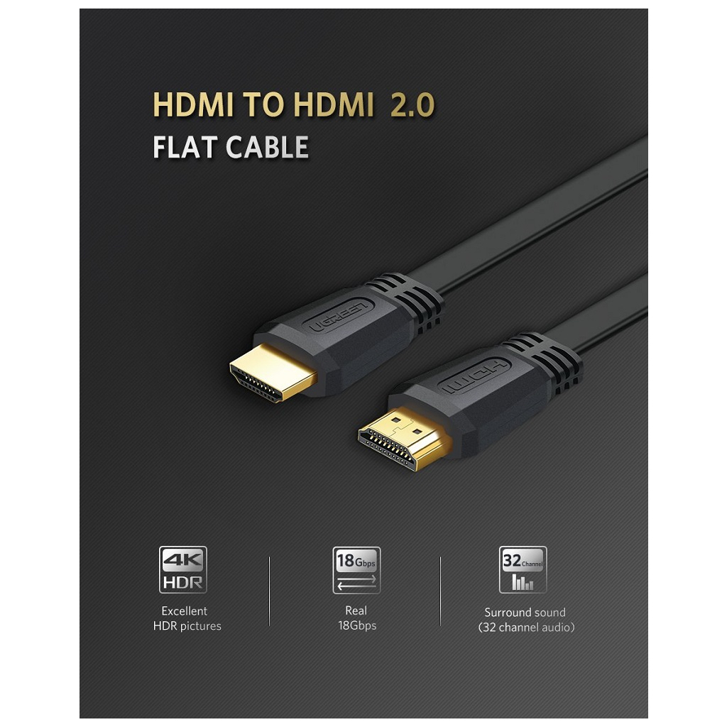 Кабель мультимедійний HDMI M to HDMI M 2.0m V2.0 4K black Ugreen (UGR-70159) Кабель мультимедійний HDMI M to HDMI M 2.0m V2.0 4K black Ugreen (UGR-70159)