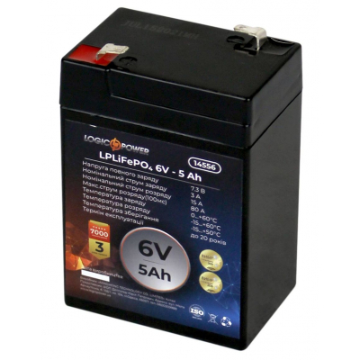 Battery LiFePo4 LogicPower LiFePO4 6V-5Ah (14556)