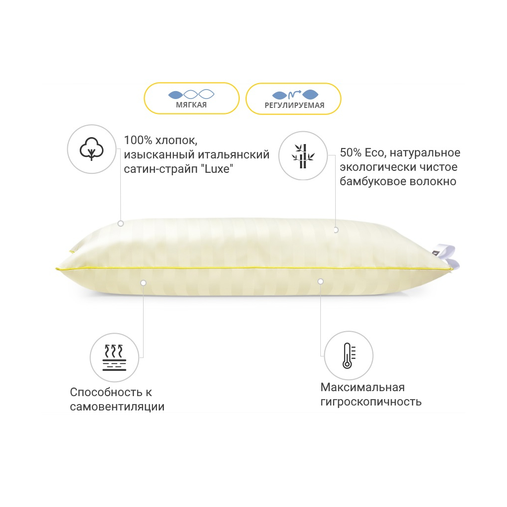 Подушка MirSon бамбукова Hand Made Carmela 936 низька 70x70 (2200000557520)