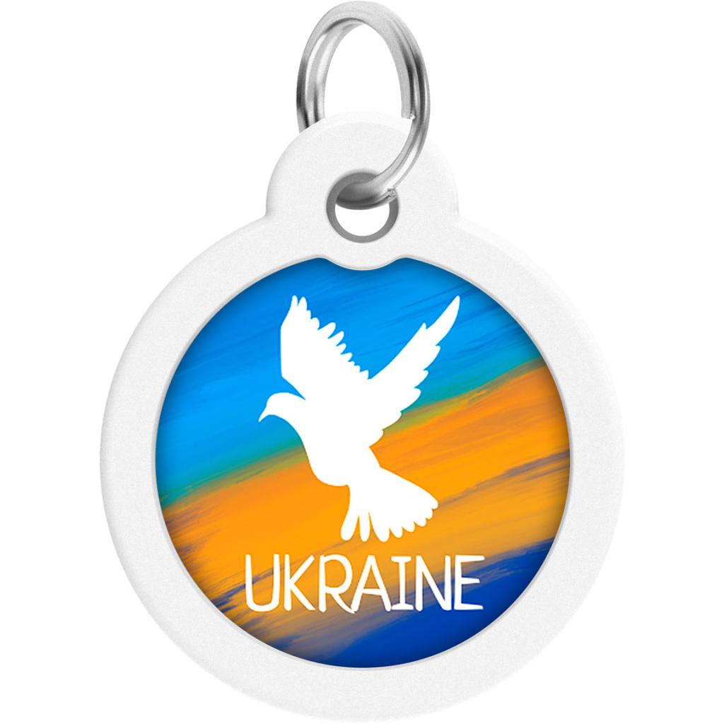 Адресник для тварин WAUDOG Smart ID з QR паспортом "Прапор", круг 25 мм (225-0229)