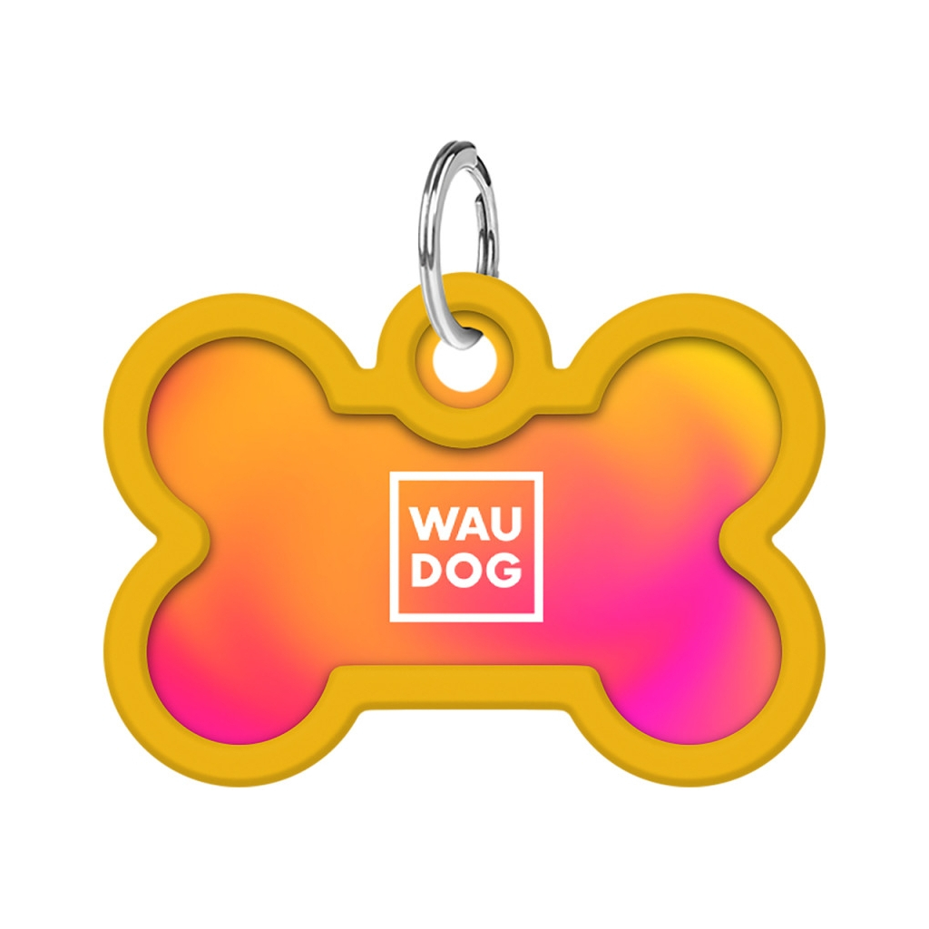 Адресник для тварин WAUDOG Smart ID з QR паспортом "Градієнт помаранчевий", кістка 40х28 мм (231-4035)