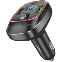 FM модулятор HOCO E76 Pole PD45W+QC3.0 car BT FM transmitter Obsidian Black (6942007600248)