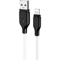 Дата кабель USB 2.0 AM to Lightning 1.0m 2.4A silicone BX42 white BOROFONE (6931474736734)