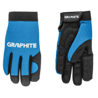 Protective gloves Graphite synthetic leather, wrist fixation, p.10/, black and blue (97G100)