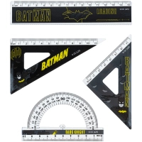Kite ruler set: 15 cm ruler, 2 handkerchiefs, DC Comics protractor (DC25-282)
